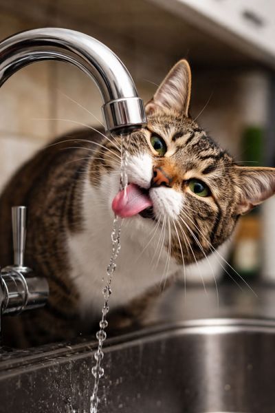Een uit de kraan drinkende kat | Blog KittenTeKoop Figopet